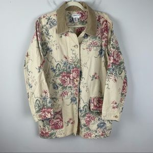 Cottagecore Coldwater Creek Vintage Roses Field Coat for Spring Size M